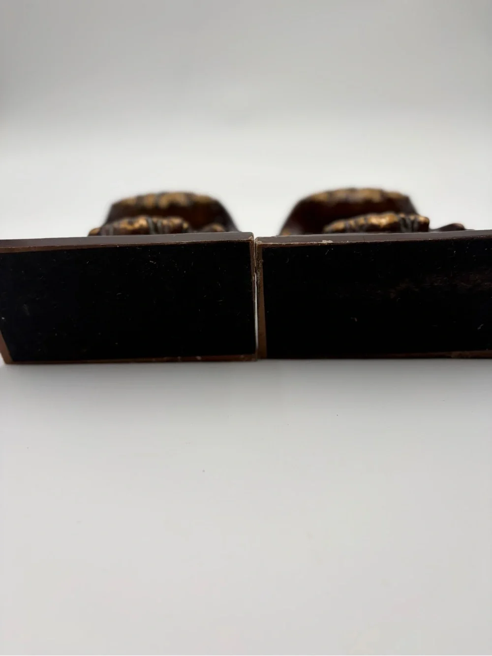 Ornate Gold and Dark Brown Decorative Bookends - Pair